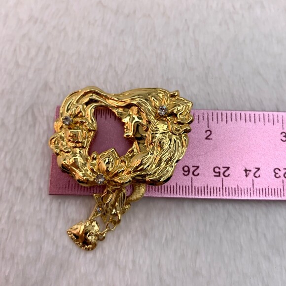 Kirks Folly Signed Mother Nature Celestial Charms Dangle Brooch Pin Gold Vintage - Picture 5 of 5